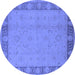 Round Oriental Blue Traditional Rug, urb495blu