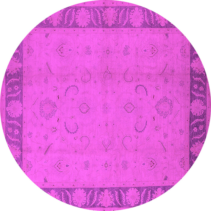 Round Machine Washable Oriental Pink Traditional Rug, wshurb495pnk