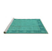 Sideview of Machine Washable Oriental Turquoise Traditional Area Rugs, wshurb495turq