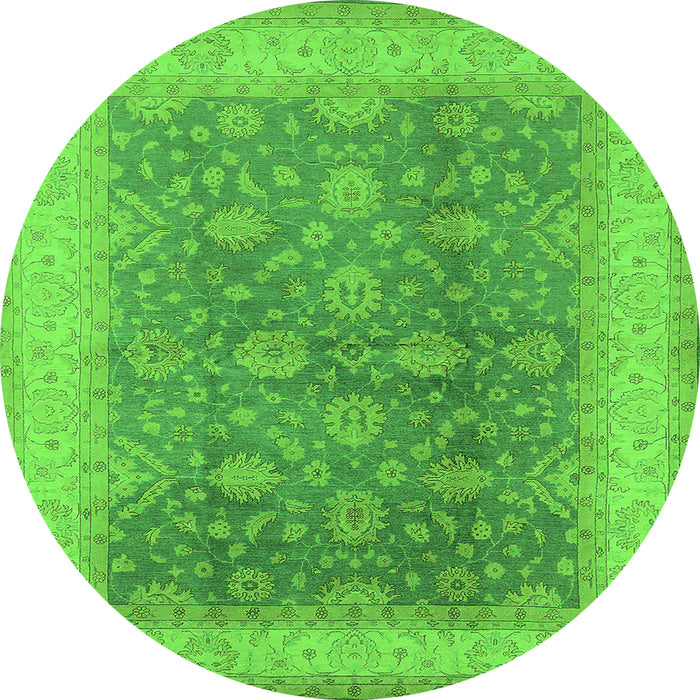 Round Oriental Green Traditional Rug, urb496grn