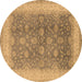 Round Oriental Brown Traditional Rug, urb496brn