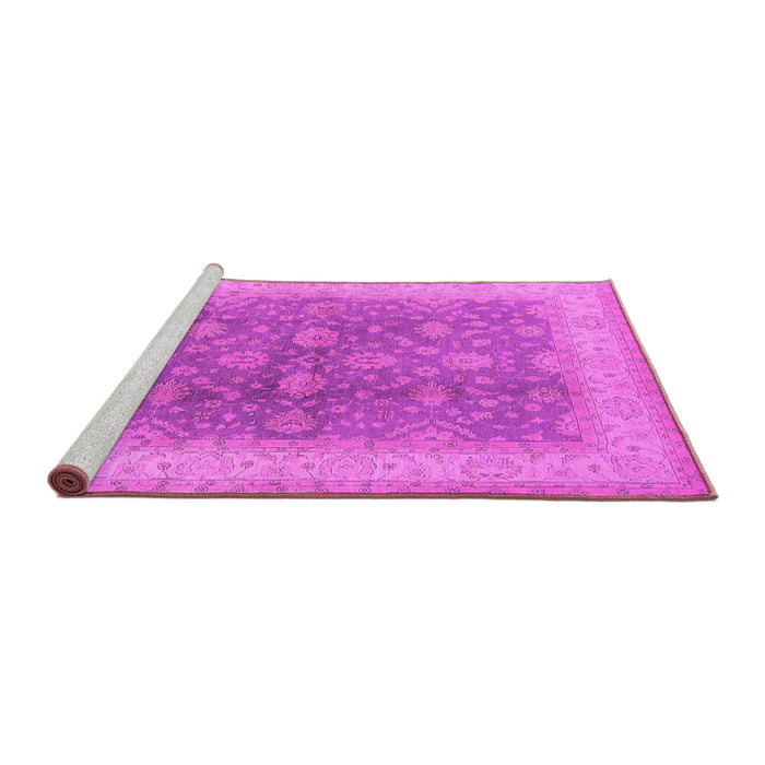 Sideview of Machine Washable Oriental Pink Traditional Rug, wshurb496pnk