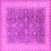 Square Machine Washable Oriental Pink Traditional Rug, wshurb496pnk
