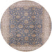 Round Mid-Century Modern Rose Purple Oriental Rug, urb496