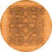 Round Machine Washable Oriental Orange Traditional Area Rugs, wshurb496org