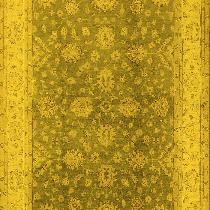 Machine Washable Oriental Yellow Traditional Rug, wshurb496yw