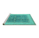 Sideview of Machine Washable Oriental Turquoise Traditional Area Rugs, wshurb496turq