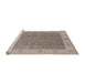 Sideview of Machine Washable Industrial Modern Dark Almond Brown Rug, wshurb497