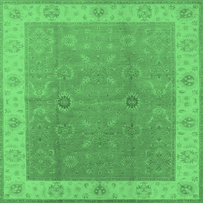 Square Oriental Emerald Green Traditional Rug, urb497emgrn