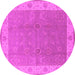 Round Oriental Pink Traditional Rug, urb497pnk