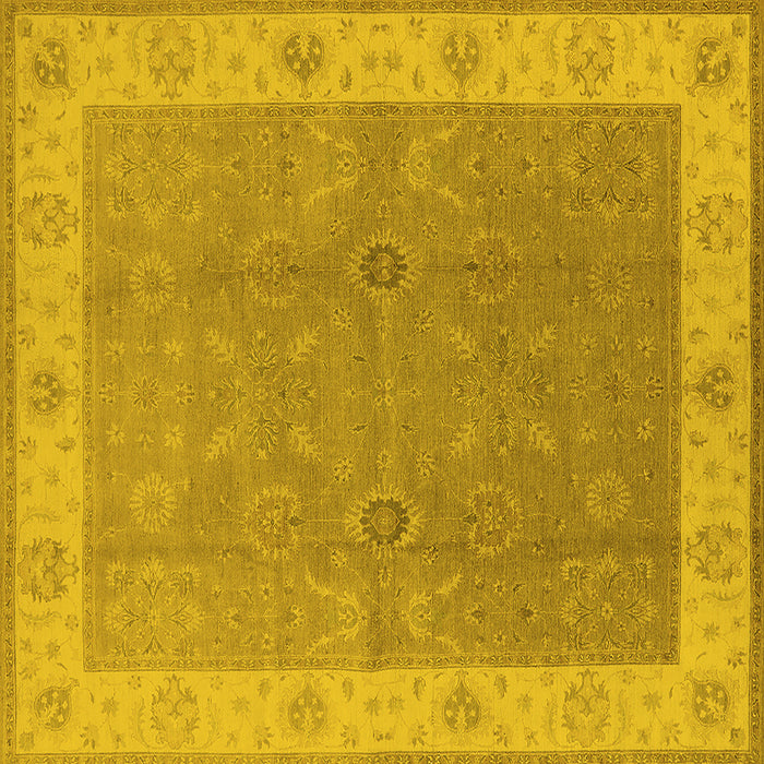Square Machine Washable Oriental Yellow Traditional Rug, wshurb497yw