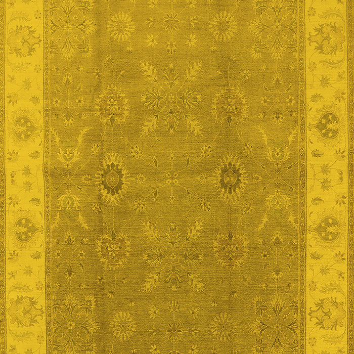 Machine Washable Oriental Yellow Traditional Rug, wshurb497yw
