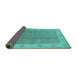 Sideview of Oriental Turquoise Traditional Rug, urb497turq