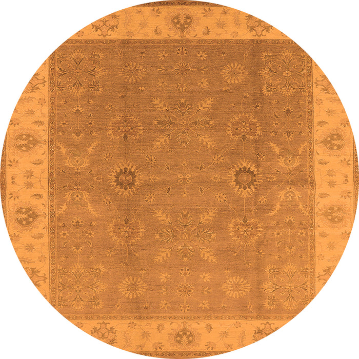 Round Oriental Orange Traditional Rug, urb497org