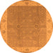 Round Oriental Orange Traditional Rug, urb497org