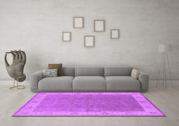 Machine Washable Oriental Purple Traditional Area Rugs in a Living Room, wshurb497pur