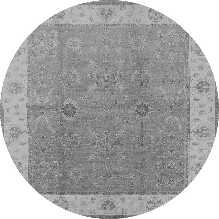 Round Machine Washable Oriental Gray Traditional Rug, wshurb497gry