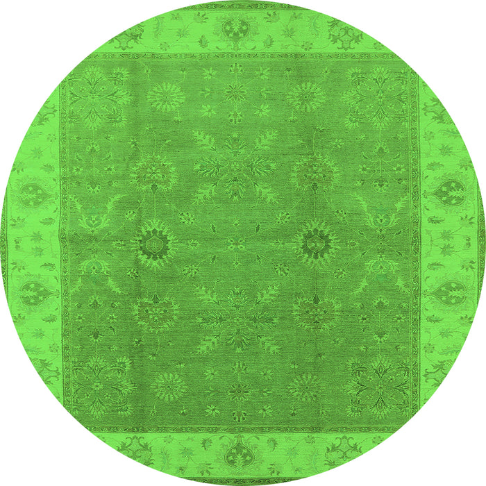 Round Oriental Green Traditional Rug, urb497grn