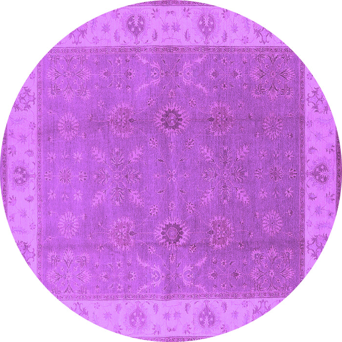 Round Machine Washable Oriental Purple Traditional Area Rugs, wshurb497pur