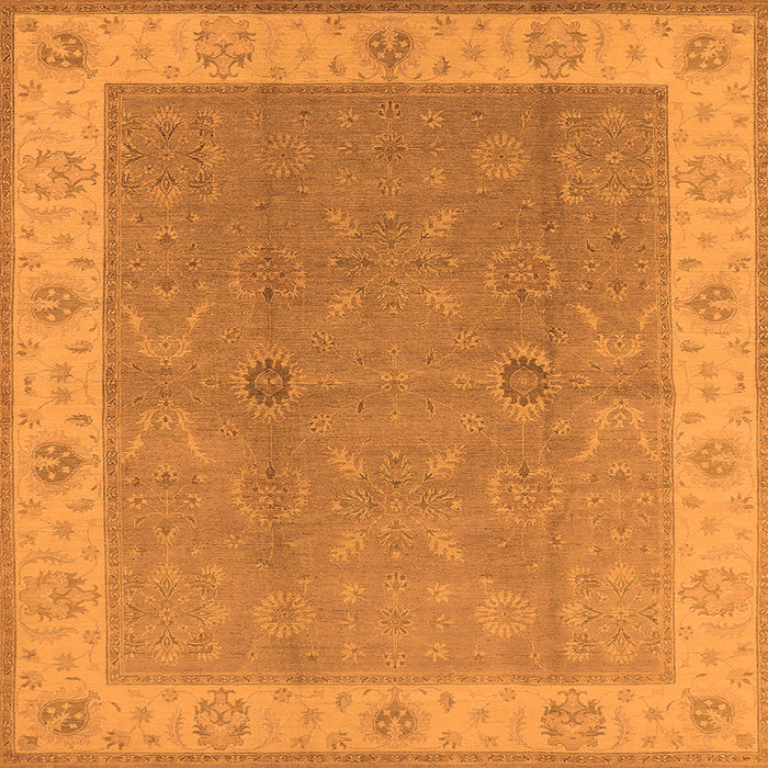 Square Machine Washable Oriental Orange Traditional Area Rugs, wshurb497org