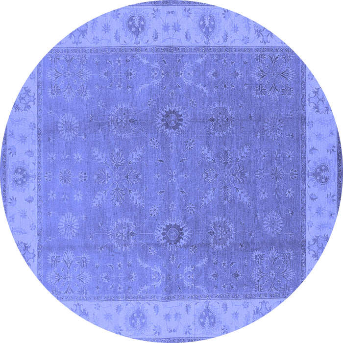 Round Oriental Blue Traditional Rug, urb497blu