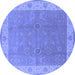 Round Oriental Blue Traditional Rug, urb497blu