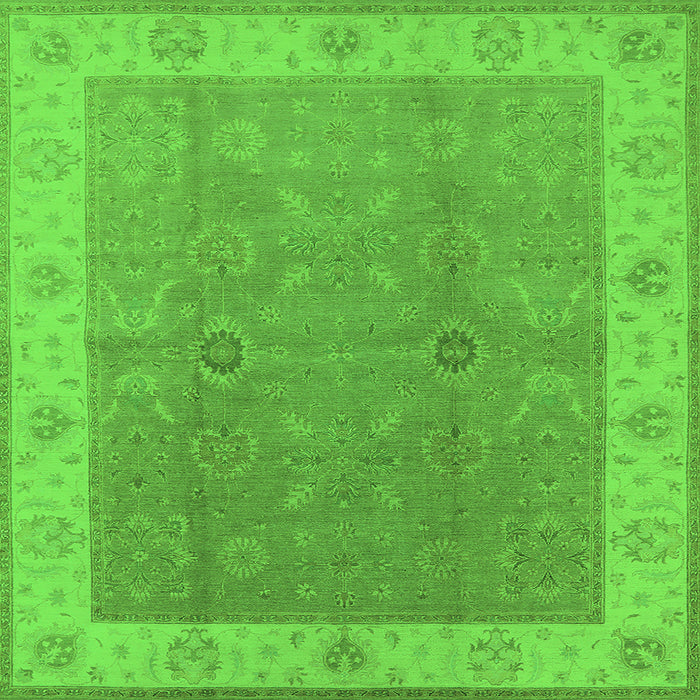 Square Oriental Green Traditional Rug, urb497grn