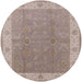 Round Mid-Century Modern Dark Almond Brown Oriental Rug, urb497