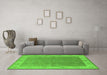 Machine Washable Oriental Green Traditional Area Rugs in a Living Room,, wshurb497grn