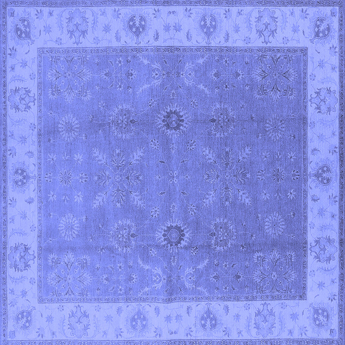 Square Machine Washable Oriental Blue Traditional Rug, wshurb497blu