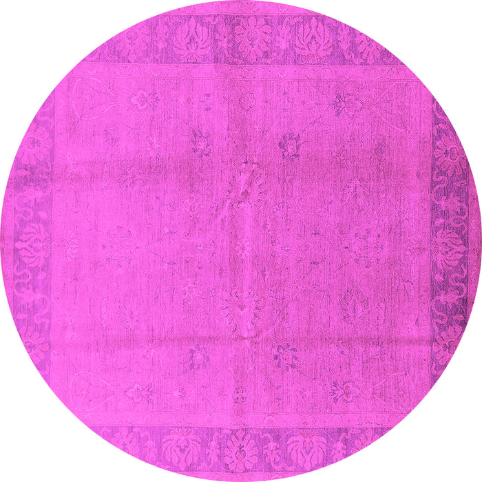 Round Machine Washable Oriental Pink Traditional Rug, wshurb498pnk