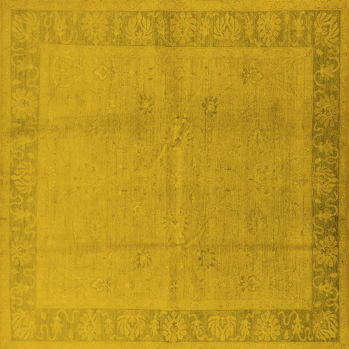 Square Machine Washable Oriental Yellow Traditional Rug, wshurb498yw