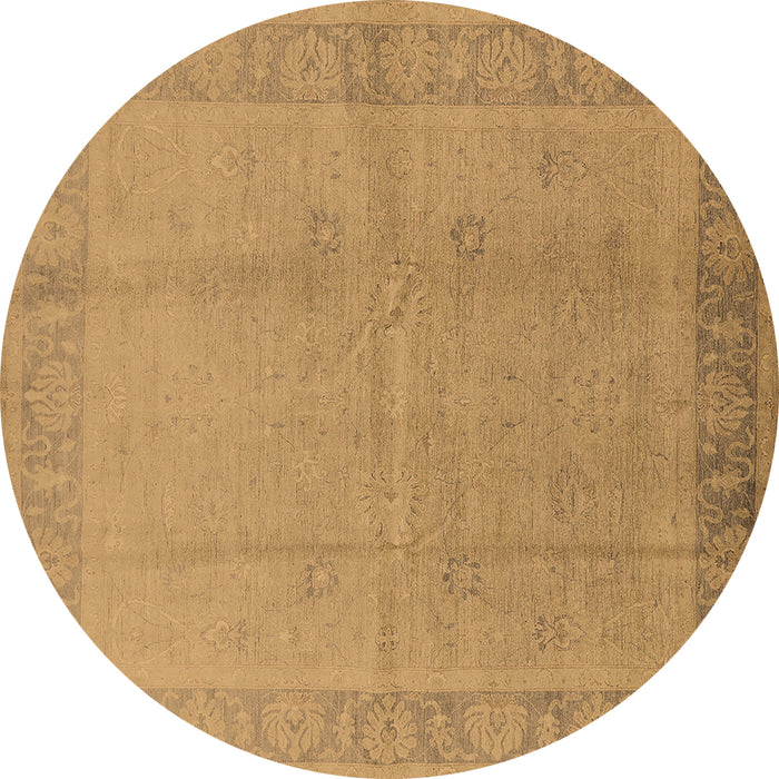 Round Oriental Brown Traditional Rug, urb498brn