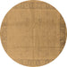 Round Oriental Brown Traditional Rug, urb498brn