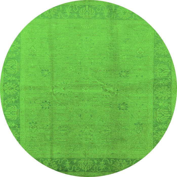 Round Oriental Green Traditional Rug, urb498grn