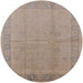 Round Mid-Century Modern Dark Almond Brown Oriental Rug, urb498