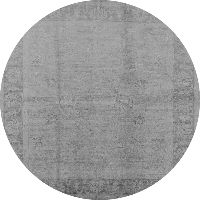 Round Machine Washable Oriental Gray Traditional Rug, wshurb498gry