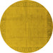 Round Oriental Yellow Traditional Rug, urb498yw