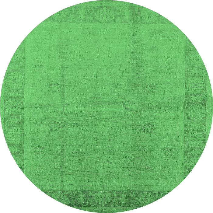 Round Oriental Emerald Green Traditional Rug, urb498emgrn