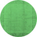 Round Oriental Emerald Green Traditional Rug, urb498emgrn