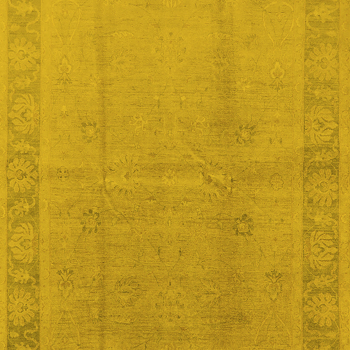 Machine Washable Oriental Yellow Traditional Rug, wshurb498yw