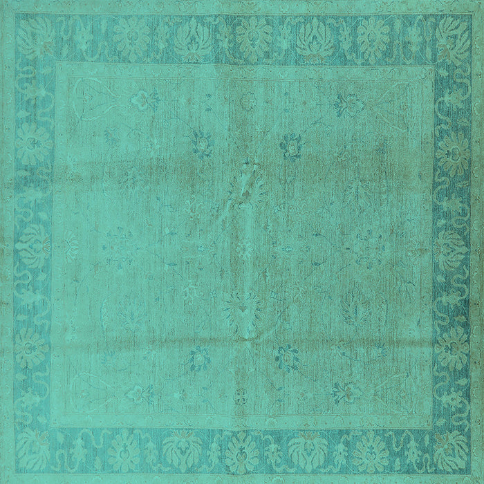 Square Oriental Turquoise Traditional Rug, urb498turq