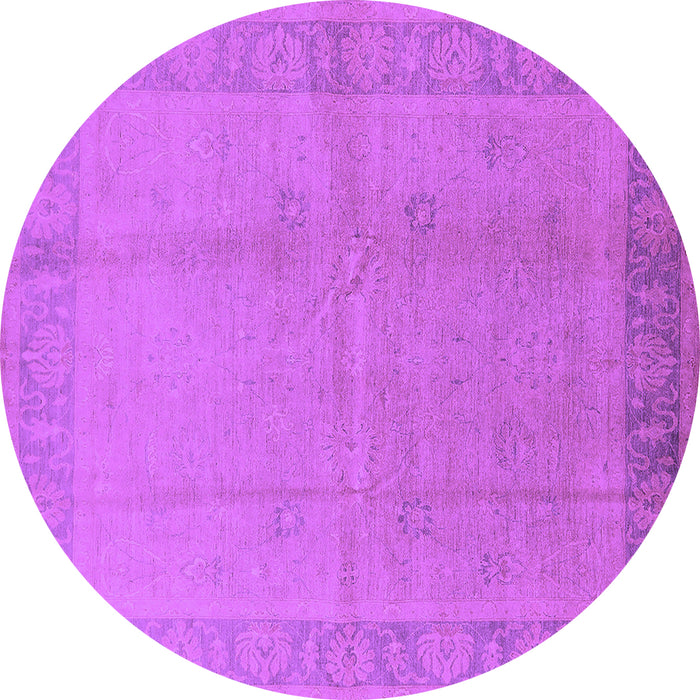 Round Machine Washable Oriental Purple Traditional Area Rugs, wshurb498pur