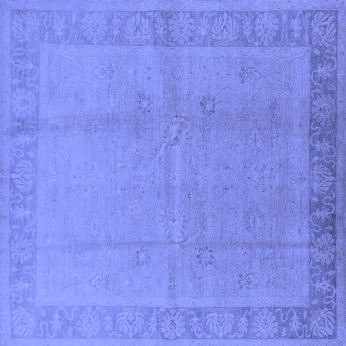 Square Machine Washable Oriental Blue Traditional Rug, wshurb498blu