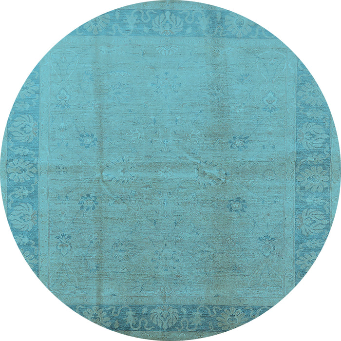 Round Oriental Light Blue Traditional Rug, urb498lblu