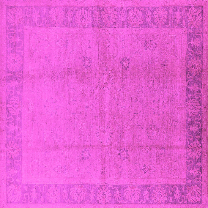 Square Machine Washable Oriental Pink Traditional Rug, wshurb498pnk