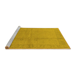 Sideview of Machine Washable Oriental Yellow Traditional Rug, wshurb498yw