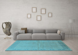 Machine Washable Oriental Light Blue Traditional Rug in a Living Room, wshurb498lblu