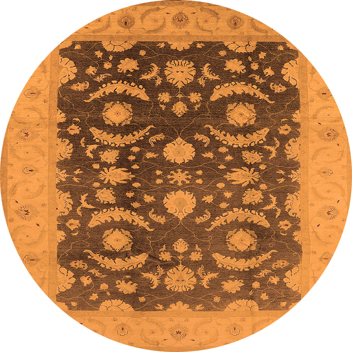 Round Oriental Orange Traditional Rug, urb499org