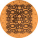 Round Oriental Orange Traditional Rug, urb499org